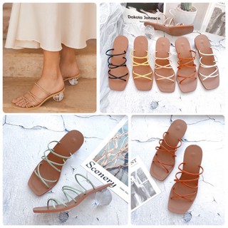 Sandal nữ cao gót dây mảnh chéo thời trang gót trong suốt cao 5cm