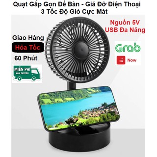 Quạt Gấp Đa Năng Di Động - Cắm Cổng USB Tiện Lợi - Thích Hợp Dùng Văn Phòng - Du Lịch - 3 Tốc Độ Gió - Chạy Cực Êm