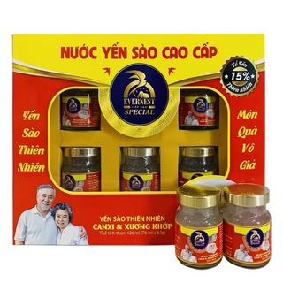 Hộp 6 hũ Yến Sào EVERNEST Đường Phèn Canxi &amp; Xương Khớp 15% Yến