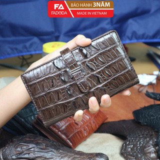 Ví nữ cầm tay da cá sấu thật Fadoda màu nâu - FCW26-02