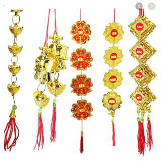Túi 10 dây liễng trang trí lễ Tết, dây tiền vàng, dây pháo, dây liễng, thẻ bài