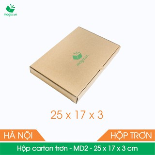 MD2 - 25x17x3 cm - 100 Thùng hộp carton trơn đóng hàng