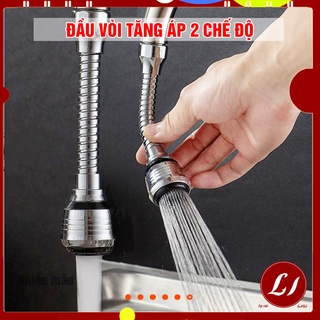 Đầu vòi tăng áp Turbo Flex 2 chế độ Inox không gỉ tiện lợi