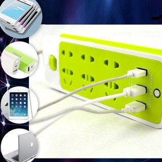 ✨Hàng Chính Hãnh✨Ổ Cắm Điện Xanh ECO 6 Ổ Cắm Điện Và 3 Cổng Sạc USB An Toàn Chống Giật