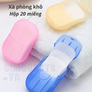 Hộp 20 miếng Xà phòng giấy miếng, xà phòng khô du lịch bỏ túi tiện lợi
