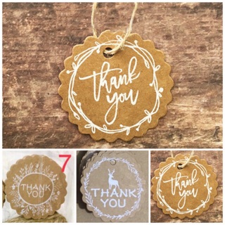 50 Tag treo Thank You nâu kraft NOEL 4.5cm kèm dây