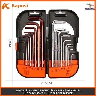 Bộ lục giác 18 chi tiết lục giác hoa thi, lục giác bi đủ size chính hãng KAPUSI, bộ lục giác KAPUSI hình dạng chữ L