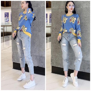 Quần jean dài BIG SIZE co dãn mạnh màu xanh đá bạc dành cho người béo 62kg~90kg 2513