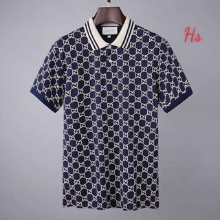 áo thun polo nam nữ cổ bẻ ngắn tay hoạ tiết in kín gu xì cổ đức