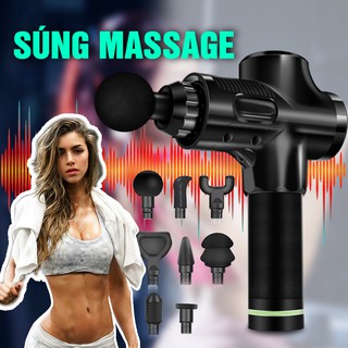[BH CHÍNH HÃNG] SÚNG, MÁY MASSAGE CẦM TAY CAO CẤP CÁT Á EM009 ĐEN CACBON - 30 Mức độ rung, 6 đầu trị liệu- Trị đau nhức!