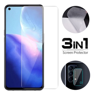 3 Trong 1 Kính cường lực + Miếng dán Cacbon + Kính Cường Lực Bảo Vệ Camera Sau Cho OPPO F9 F11 Pro A5S A12 A15 A15S A31 A91 A92 A52 A53 A93 A54 A55 A74 A5 A9 2020 Reno 2F 3 4 5 6
