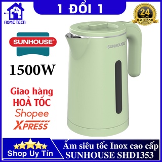 Ấm Siêu Tốc Sunhouse SHD1353 Đế Đúc 1.8l 1500w Chính Hãng, Bình Siêu Tốc Inox 2 Lớp Cao Cấp Chống Bỏng