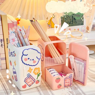 Tủ Lạnh Mini Decor - Hộp Đựng Bút, Đựng Phụ Kiện, Đựng Cọ Trang Điểm Cute (TẶNG Tấm Sticker Trang Trí) 13,5x9,5x7,5cm