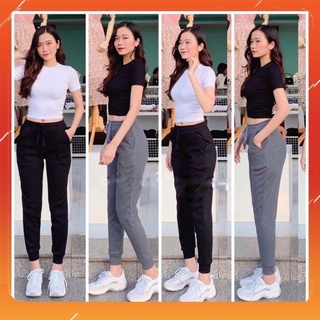 Quần jogger len tăm bo gấu nữ quần nỉ jogger len tăm quần nữ TED11