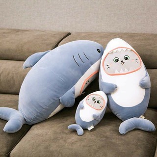 [Mã LIFE0503TOYS1 giảm 10% đơn 150k] Thú bông Cá mập mặt mèo siu cute 3 size