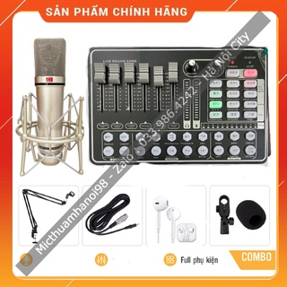 Bộ Mic Hát Livestream Soundcard H9 &amp; Mic AQTA U87 Tặng Kèm Tai Nghe Kiểm Âm, Âm Thanh Sống Động , Kiểu Dáng Cực Đẹp