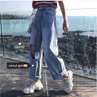 QUẦN JEAN ỐNG RỘNG NỮ CAO CẤP JEANGIARE.VN CỰC XỊN XÒ RÁCH L TO GỐI PHẢI CỰC HOT HIT