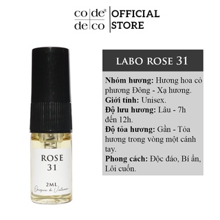 [Mã SKAMLTSM9 giảm 10% đơn 99K] Tinh Dầu Nước Hoa Code Deco Labo Rose 31 Thanh Lịch, Bí Ẩn, Thu Hút 2ml