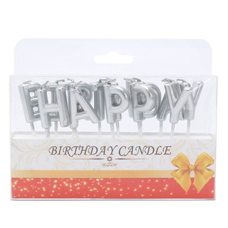 Hộp nến chữ sinh nhât ( happy birthday màu bạc)