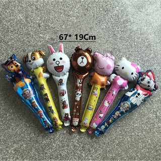Gậy bóng bay tráng nhôm 67*19Cm, gậy bơm hơi, bóng bay con vật hình gậy