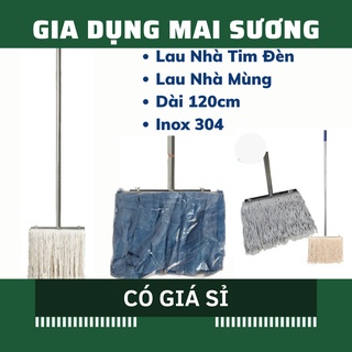 [Giá Sỉ] Cây Lau Nhà Mùng, Sàn Ướt Inox Kẹp Chữ T, Cây lau Công Nghiệp Tim Đèn