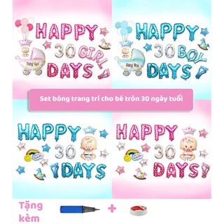 Set bóng trang trí đầy tháng cho bé gái, bé trai đơn giản mà cực đẹp