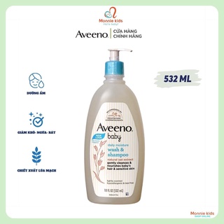 Sữa tắm gội cho bé 2in1 Aveeno Baby, sữa tắm trẻ em chiết xuất yến mạch  - Monnie Kids