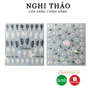 Sticker nail lụa hoa 5D