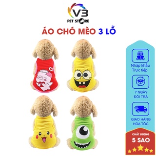 Áo Cho Chó Mèo, Quần Áo Cho Thú Cưng, Loại 3 Lỗ,Chất Liệu Siêu Mát Mẻ, Họa Tiết Hoạt Hình
