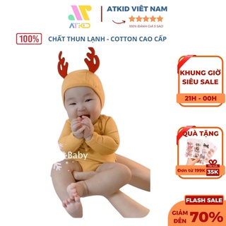 Bộ đồ quần áo trẻ em giáng sinh tay dài, bộ len tăm tuần lộc giáng sinh cho bé trai bé gái, chất liệu siêu ấm cho bé