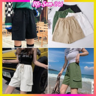 Quần short kaki, quần đùi nam nữ Mẹ Sam 24h, chất liệu dày mịn co giãn, có nắp túi, ống rộng thoải mái QH.50