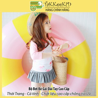 Đồ Bơi Bé Gái, Bikini Cho Bé, Bộ Bơi Dài Tay Bé Gái Họa Tiết Chim Hồng Hạc Cao Cấp