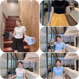 [QUÀ TẶNG ] Áo phông ngắn tay / áo thun trơn cổ tròn dáng ôm body nhiều màu đủ size dễ mix đồ [Ảnh thật + video]