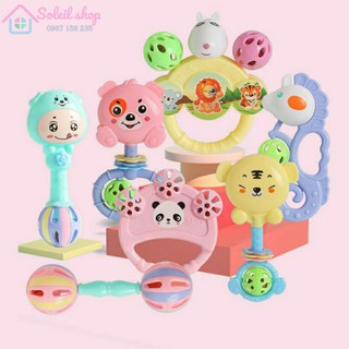 Bộ lục lạc 5 - 7 món ngộ nghĩnh vui nhộn, an toàn cho bé, phát triển trí thông minh - Soleil shop