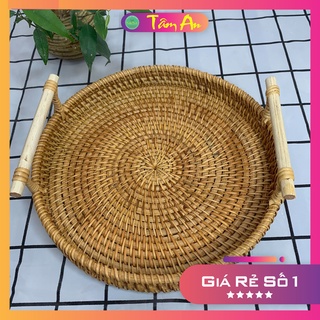 Khay Trà Bằng Mây Đan Có Quai Tiện Lợi