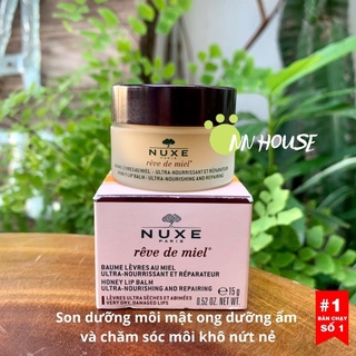 Son dưỡng môi mật ong Nuxe Reve de miel dưỡng ẩm và làm hồng môi, lip balm honey tẩy tế bào chết môi khô, mặt nạ ngủ môi