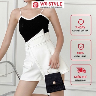 Quần váy xếp tà trước viền chỉ VM STYLE chất vitex mát cạp cao thanh lịch - 22QV02T011902