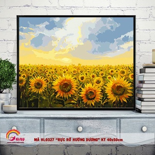Tranh sơn dầu kỹ thuật số tự tô màu phong cảnh - Mã HL0327 Rực rỡ hướng dương