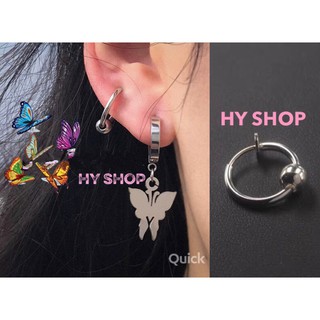 bông kẹp tai tròn gắn bi không cần xỏ lỗ-khuyên tai nam- bông tai BTS/GD/ hoa tai titan không gỉ