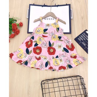 Váy bé gái (10-24kg), đầm bé gái, váy hai dây bé gái lanh lụa ít nhăn.