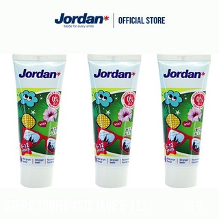 [Combo 3 tuýp] Kem đánh răng cho trẻ em 6-12 tuổi vị nho Jordan Step 2, 75g/tuýp