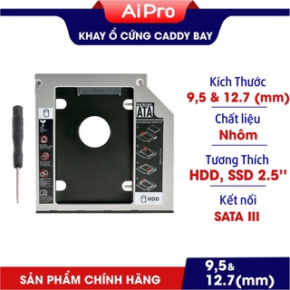 Khay đựng ổ cứng Caddybay HDD,SSD - Chất liệu Nhôm - Sata III - Thay thế ổ DVD