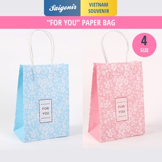 Túi giấy đựng quà For You Họa Tiết Hoa Hàn Quốc Xinh Xắn Đủ Size - Paper Bag Saigonir