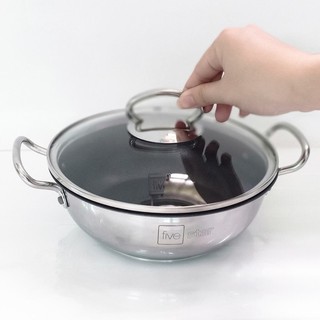 Nồi chảo sz20cm chống dính hãng Fivestar inox430 nắp kính 3 đáy nấu bếp từ/ga/hồng ngoại