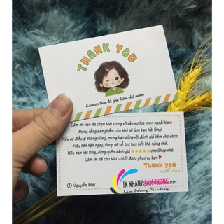 Combo 100 Card Cám Ơn, Card Thank You - Size 9*5.5cm - Giấy C300 Cán Màng 2 mặt