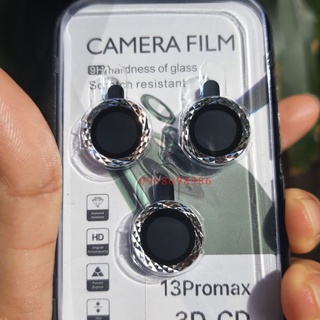 bộ 3 dán camera phay kim cương 13 pro max / 13 pro lấp lánh ánh bạc