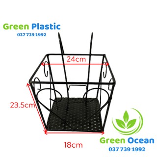 [ SỈ ] Giỏ Sắt Treo Hoa Ban Công Vuông 24cm - Giá Sắt Vuông Để Chậu Cây