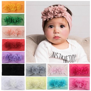 Turban băng đô vòng 3 bông hoa 13 màu cho bé gái ms1125222
