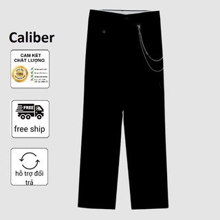 Quần tây ống rộng nam nữ Caliber, quần âu ống suông vải hàn cao cấp kèm dây xích phong cách Unisex Hàn Quốc QS01