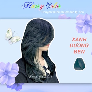 Trọn bộ Thuốc nhuộm tóc màu XANH DƯƠNG ĐEN, nhuộm tóc tại nhà dễ dàng, dưỡng tóc, tặng kèm trợ nhuộm (Mẫu mới nhất)
